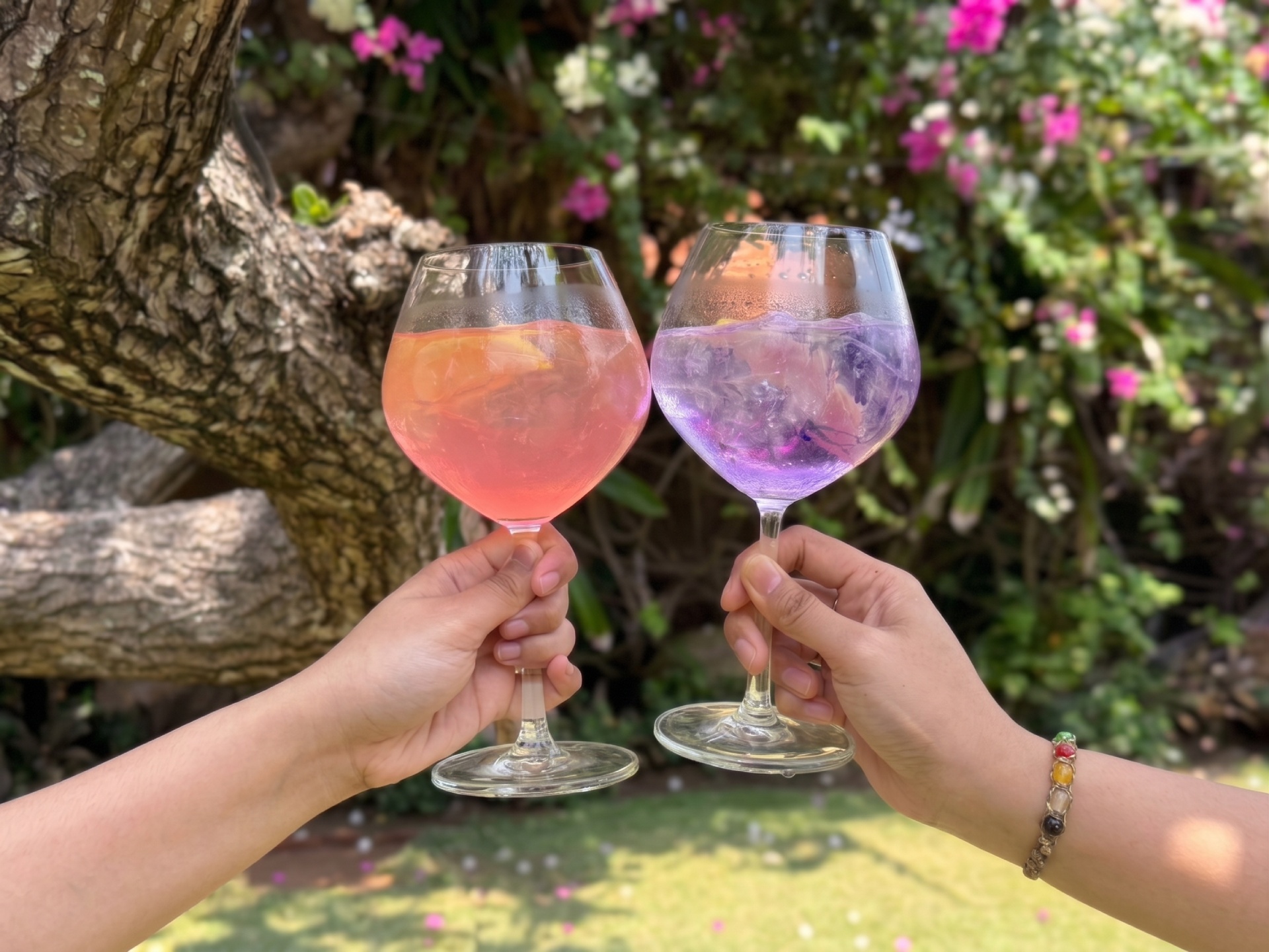 Two gin and tonic glasses